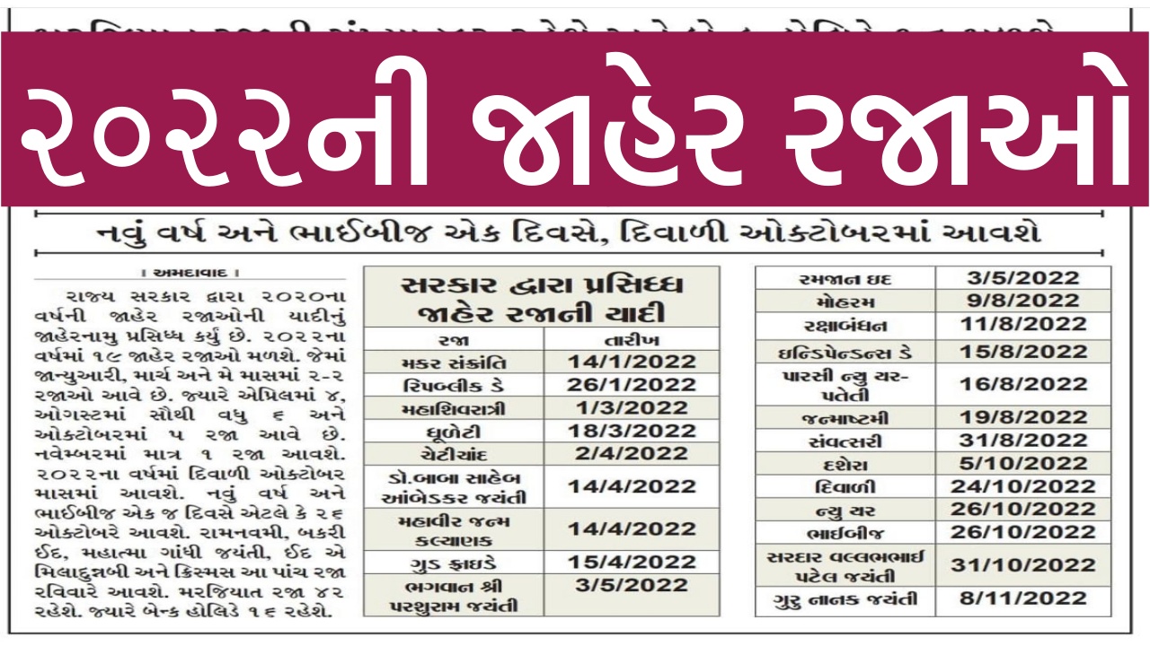 Gujarat Government Holiday List 2021 | Bank Holidays 2021 Gujarat