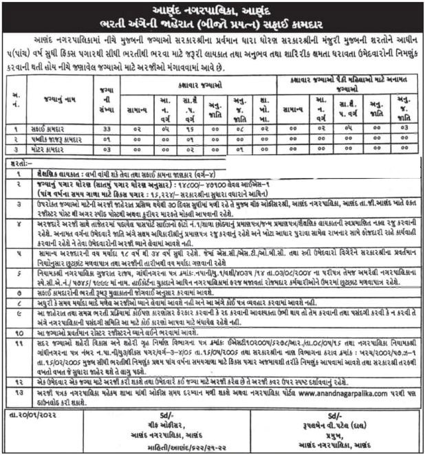 Anand Nagarpalika Recruitment