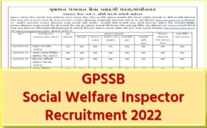 GPSSB Social Welfare Inspector Recruitment 2022
