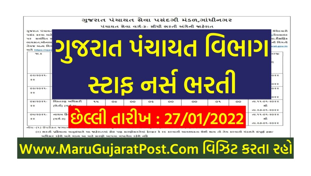 GPSSB Staff Nurse Recruitment 2022 