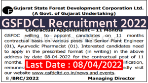 Gujarat Forest GSFDCL Recruitment 2022