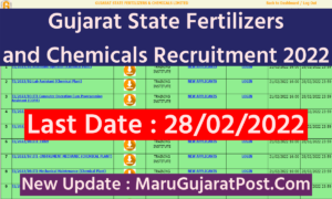 Gujarat State Fertilizers and Chemicals Recruitment 2022