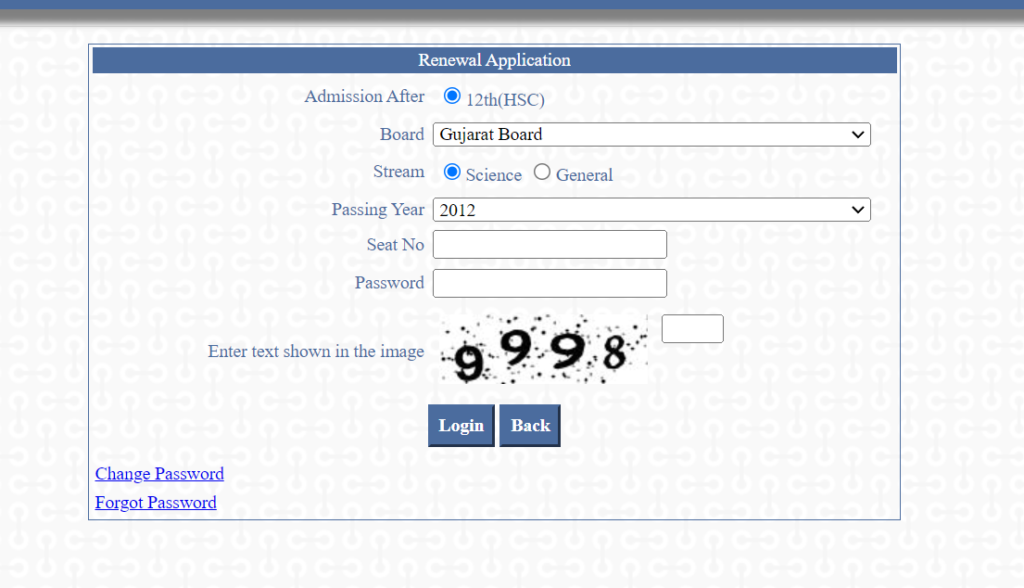 Renewal Application Login