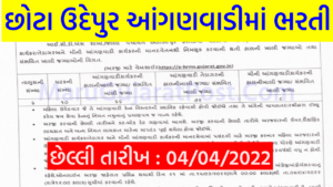Chhota Udaipur Anganwadi Bharti 2022