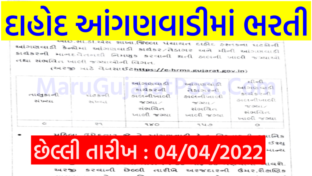 Dahod Anganwadi Bharti 2022