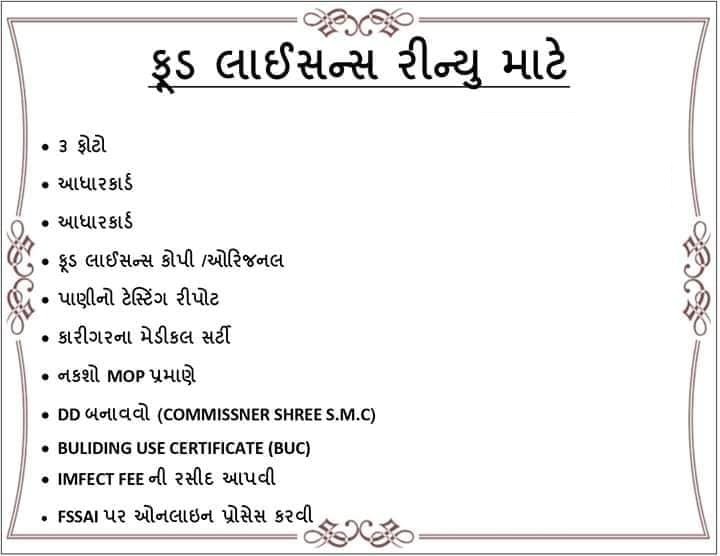 Food License Document List