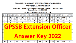 GPSSB Extension Officer Answer Key 2022