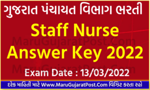 GPSSB Staff Nurse Answer Key 2022