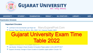 Gujarat University Exam Time Table 2022