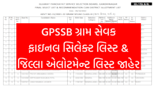 GPSSB Gram Sevak Final Selection List 2022