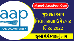 Gujarat Aap Vidhan Sabha Candidate List 2022