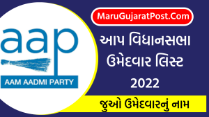 Gujarat Aap Vidhan Sabha Umedwar List 2022