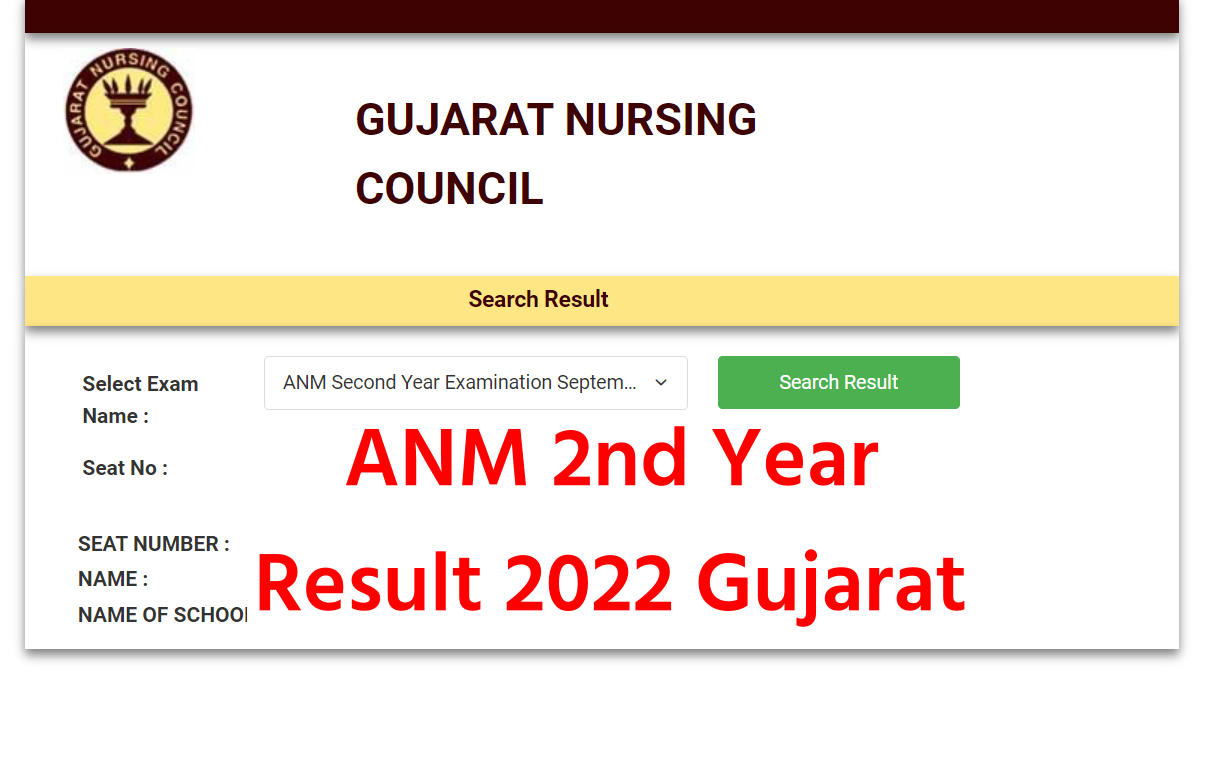ANM 2nd Year Result 2022 Gujarat @gujaratnursingcouncil.org ...