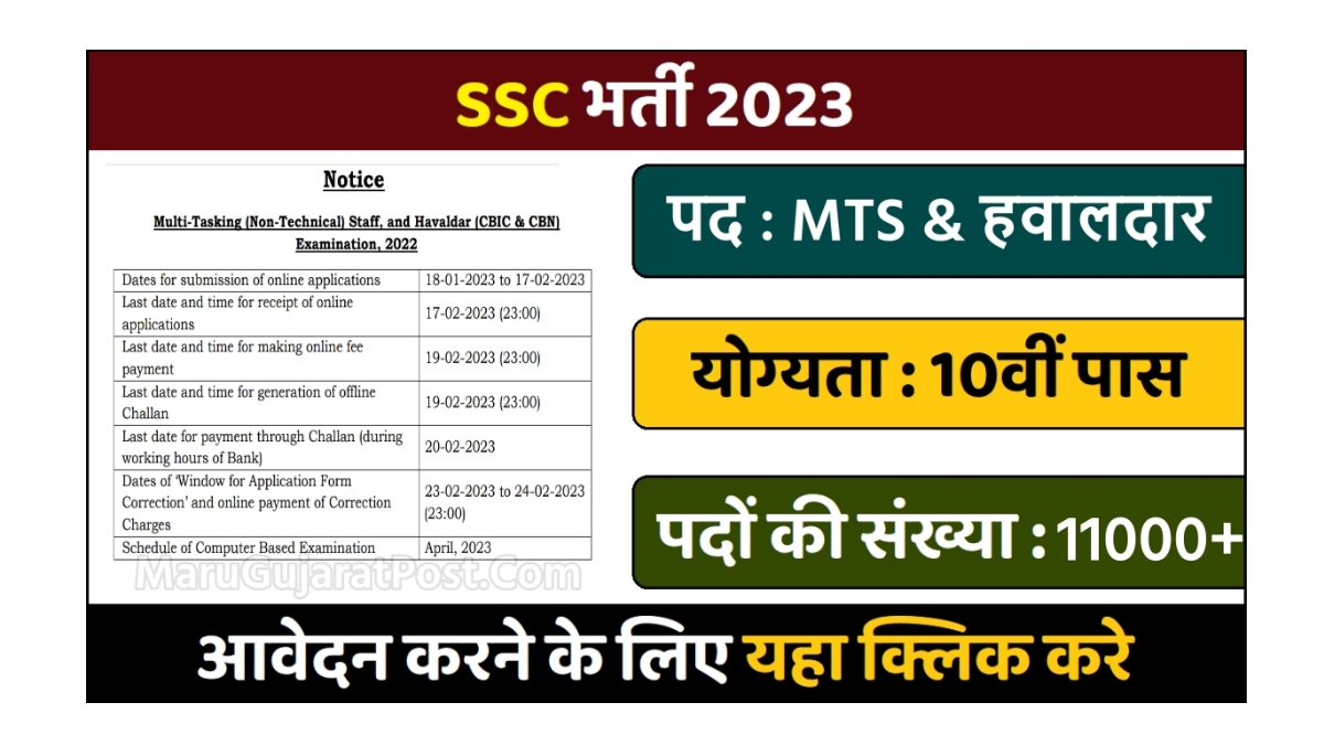 SSC MTS Bharti 2023 | Apply Online | Notification | Last Date @ssc.nic.in -  MaruGujaratPost.Com